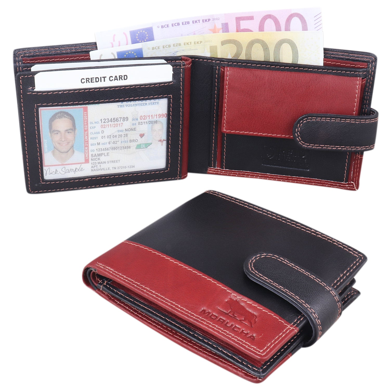 STARHIDE Handmade Wallets for Men UK, Genuine Distressed Hunter Leather, RFID Blocking Notecase Wallet, Coins and Id Card Holder