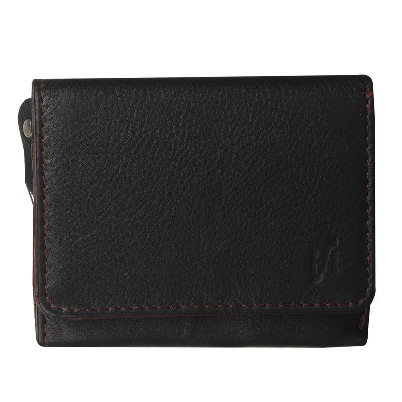 STARHIDE Ladies RFID Blocking Compact Genuine Leather Small Wallet With External Zip Around Coin Pocket 5555