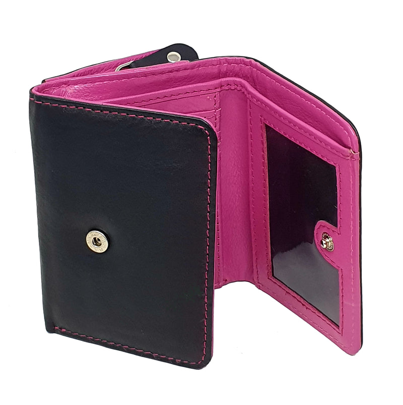 STARHIDE Ladies RFID Blocking Compact Genuine Leather Small Wallet With External Zip Around Coin Pocket 5555