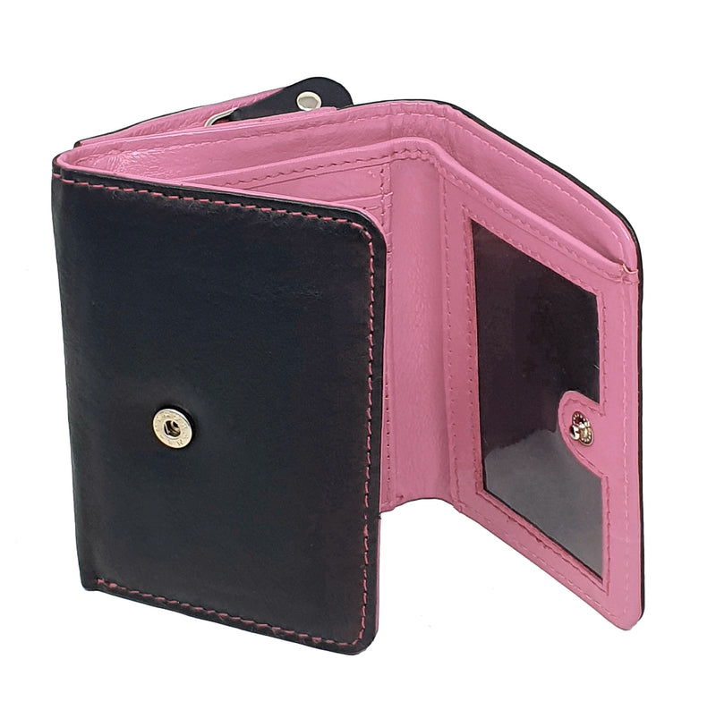 STARHIDE Ladies RFID Blocking Compact Genuine Leather Small Wallet With External Zip Around Coin Pocket 5555