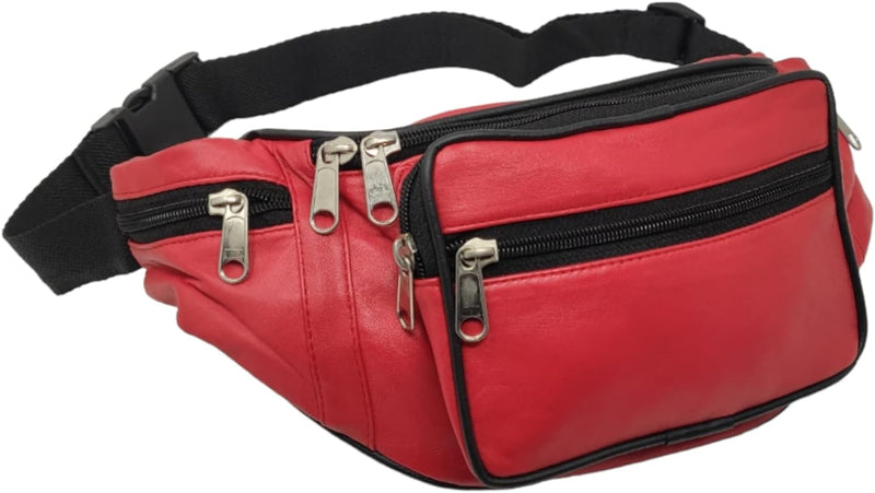 RAS Unisex Leather Large Travel Money Pouch Waist Bum Bag Adjustable B