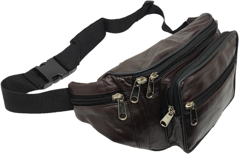 RAS Unisex Leather Large Travel Money Pouch Waist Bum Bag Adjustable Belt Strap 1006