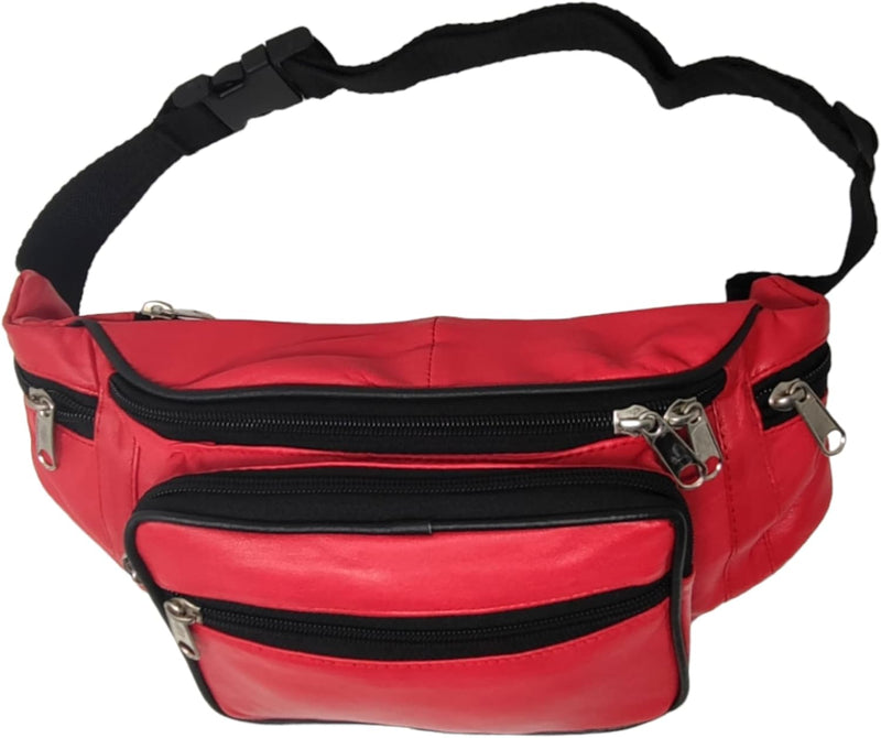 RAS Unisex Leather Large Travel Money Pouch Waist Bum Bag Adjustable Belt Strap 1006