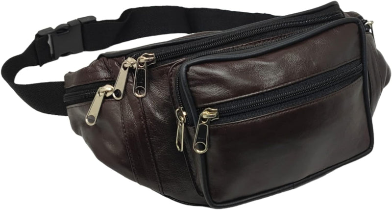 RAS Unisex Leather Large Travel Money Pouch Waist Bum Bag Adjustable Belt Strap 1006