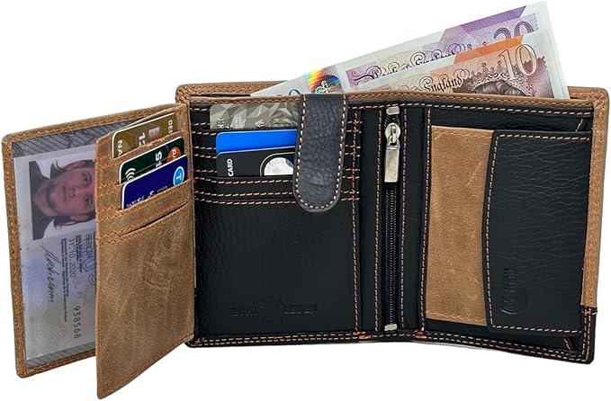 Personalised Wallet Men Genuine Soft Leather Wallet Built in RFID Blocking Engraved Gift for Him