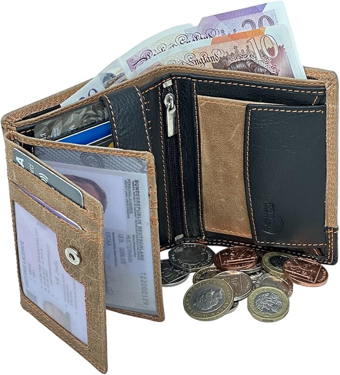 Personalised Wallet Men Genuine Soft Leather Wallet Built in RFID Blocking Engraved Gift for Him