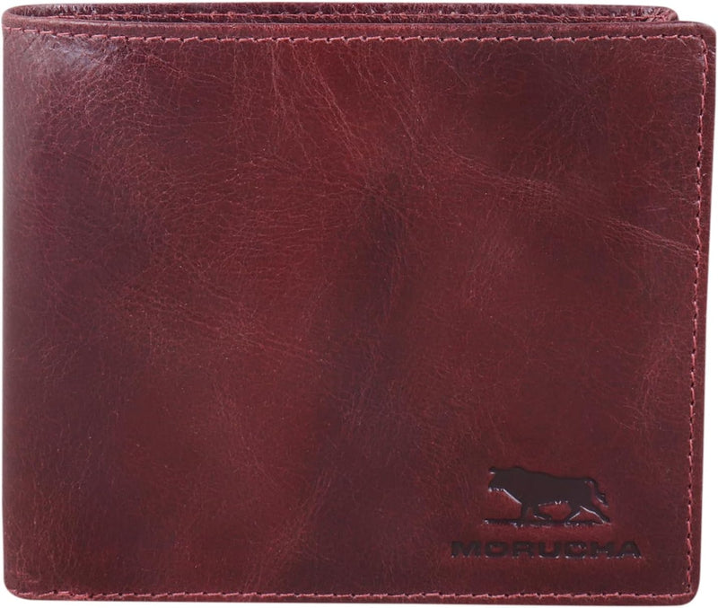 Morucha Mens RFID Blocking Genuine Soft Leather Passcase Wallet M115 Burgundy