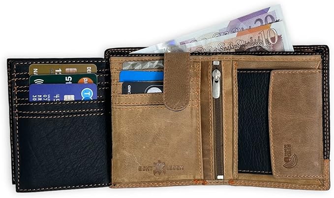 Personalised Wallet Men Genuine Soft Leather Wallet Built in RFID Blocking Engraved Gift for Him