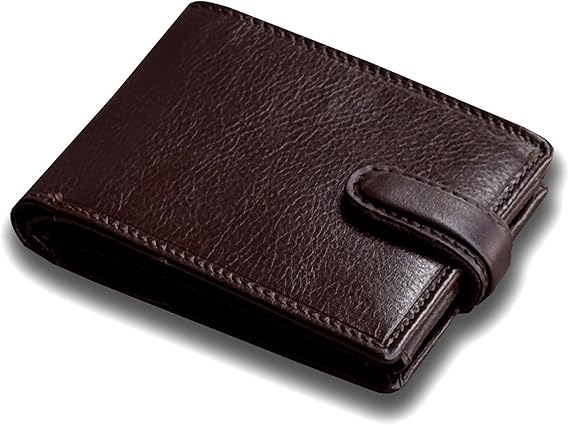 TOPSUM LONDON Mens RFID Blocking Genuine Leather Passcase Wallet with Coin Pocket 4014