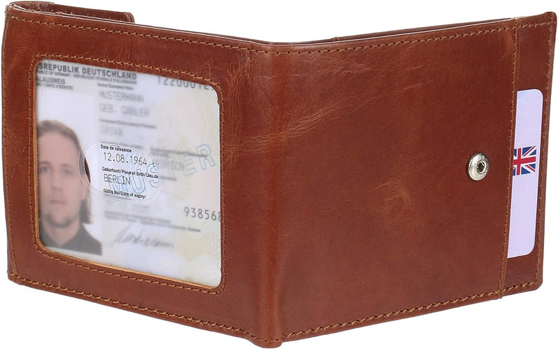 STARHIDE Mens RFID Blocking Genuine Soft Leather Envelope Style Wallet with External ID Pocket 750 (TAN)