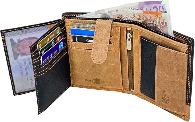 Personalised Wallet Men Genuine Soft Leather Wallet Built in RFID Blocking Engraved Gift for Him