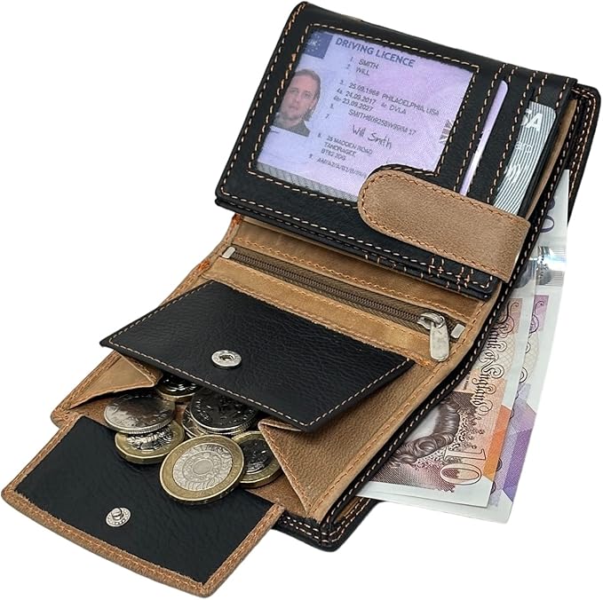 Personalised Wallet Men Genuine Soft Leather Wallet Built in RFID Blocking Engraved Gift for Him