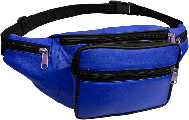 RAS Unisex Leather Large Travel Money Pouch Waist Bum Bag Adjustable Belt Strap 1006