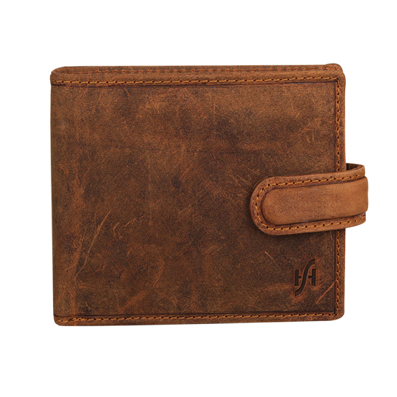 StarHide Mens RFID Protected Disressed Hunter Leather Wallet 1100 (Brown)