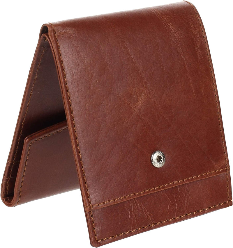 STARHIDE Mens RFID Blocking Genuine Soft Leather Envelope Style Wallet with External ID Pocket 750 (TAN)