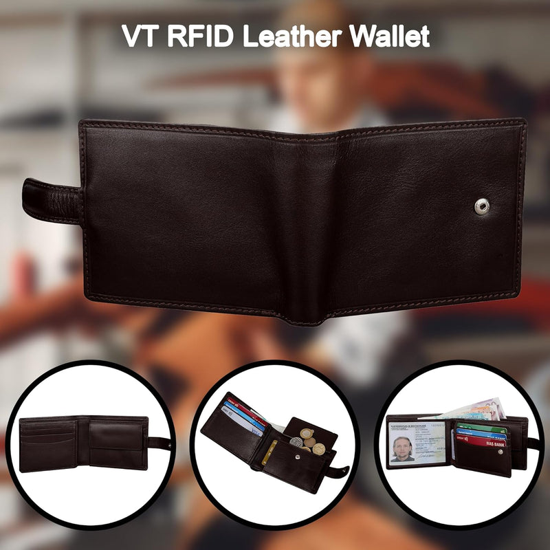 Personalised Engraved RFID SAFE Lleather Bifold Wallet Gift for Husband, Dad, Granddad, Son Boy Friend 4006 Brown