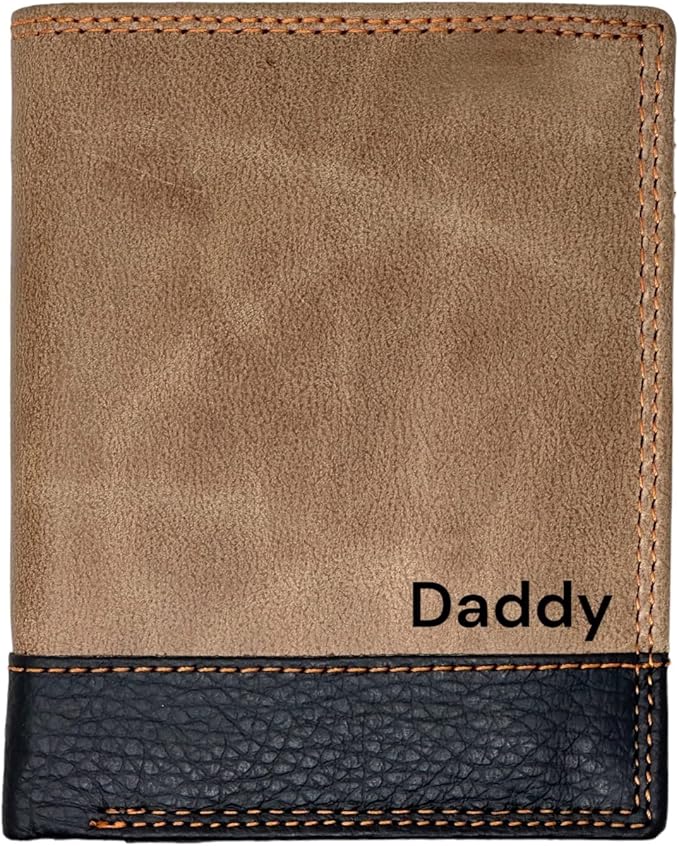 Personalised Wallet Men Genuine Soft Leather Wallet Built in RFID Blocking Engraved Gift for Him