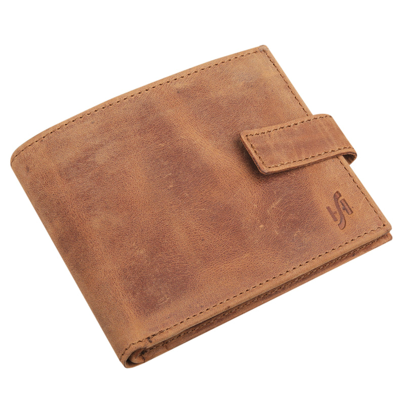 STARHIDE Mens RFID Blocking Genuine Distressed Hunter Leather Bifold Wallet 715 Brown