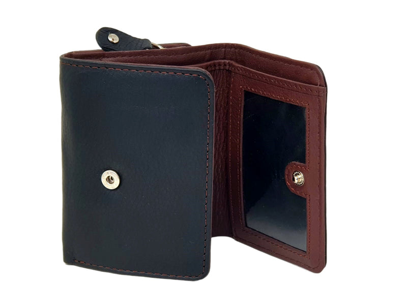 STARHIDE Ladies RFID Blocking Compact Genuine Leather Small Wallet With External Zip Around Coin Pocket 5555