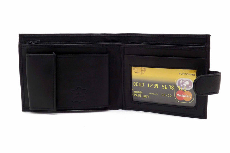 RAS WALLETS Mens RFID Blocking Leather Wallet with Multiple Credit Card Slots and Id Window 64 Black