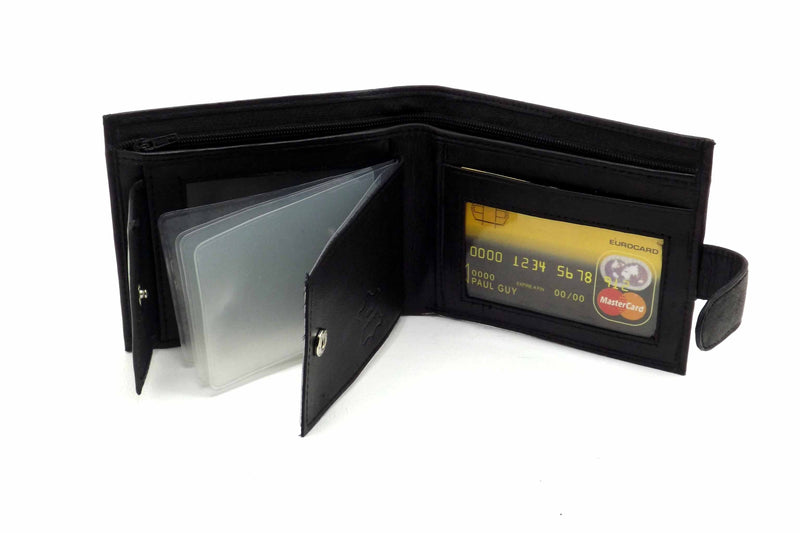 RAS WALLETS Mens RFID Blocking Leather Wallet with Multiple Credit Card Slots and Id Window 64 Black