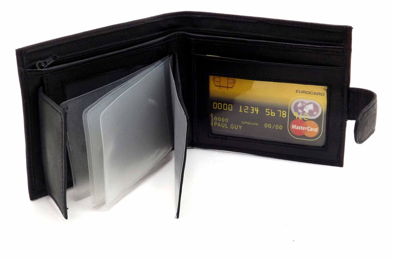 RAS WALLETS Mens RFID Blocking Leather Wallet with Multiple Credit Card Slots and Id Window 64 Black