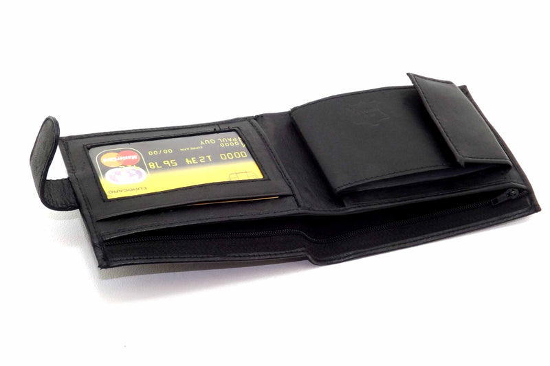 RAS WALLETS Mens RFID Blocking Leather Wallet with Multiple Credit Card Slots and Id Window 64 Black