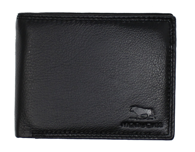 Morucha Mens Classic Bifold Wallet, RFID Blocking Genuine Leather Passcase Wallet M55 (Black)