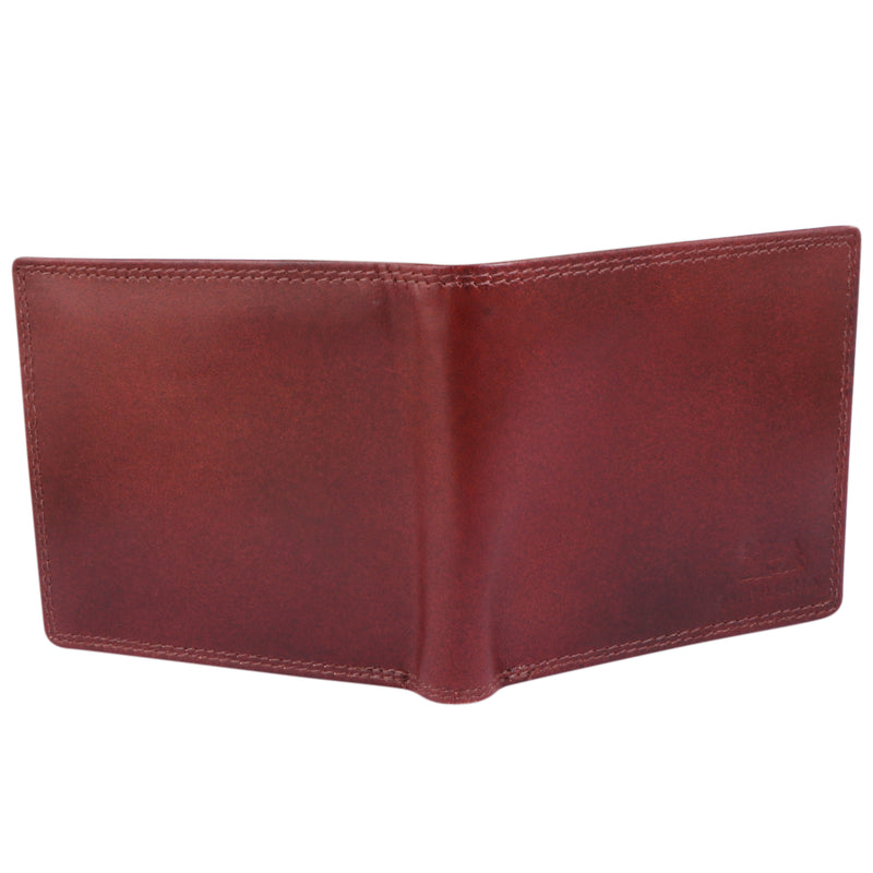 Morucha Mens RFID Blocking Genuine Soft Leather Passcase Wallet M115 Burgundy