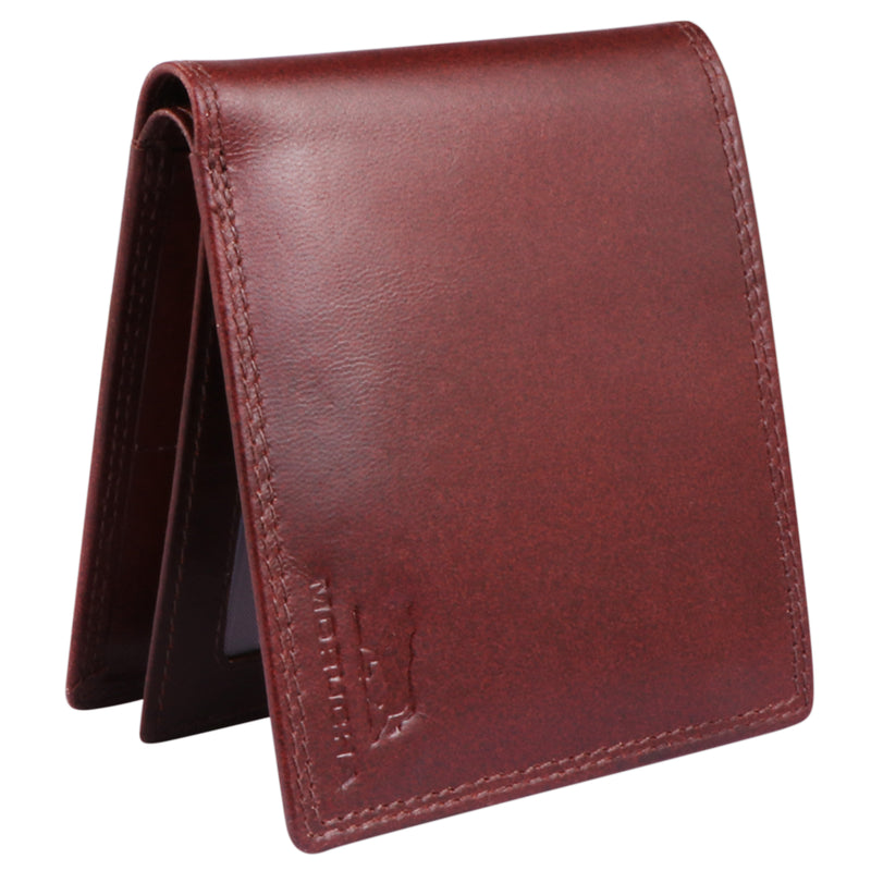 Morucha Mens RFID Blocking Genuine Soft Leather Passcase Wallet M115 Burgundy