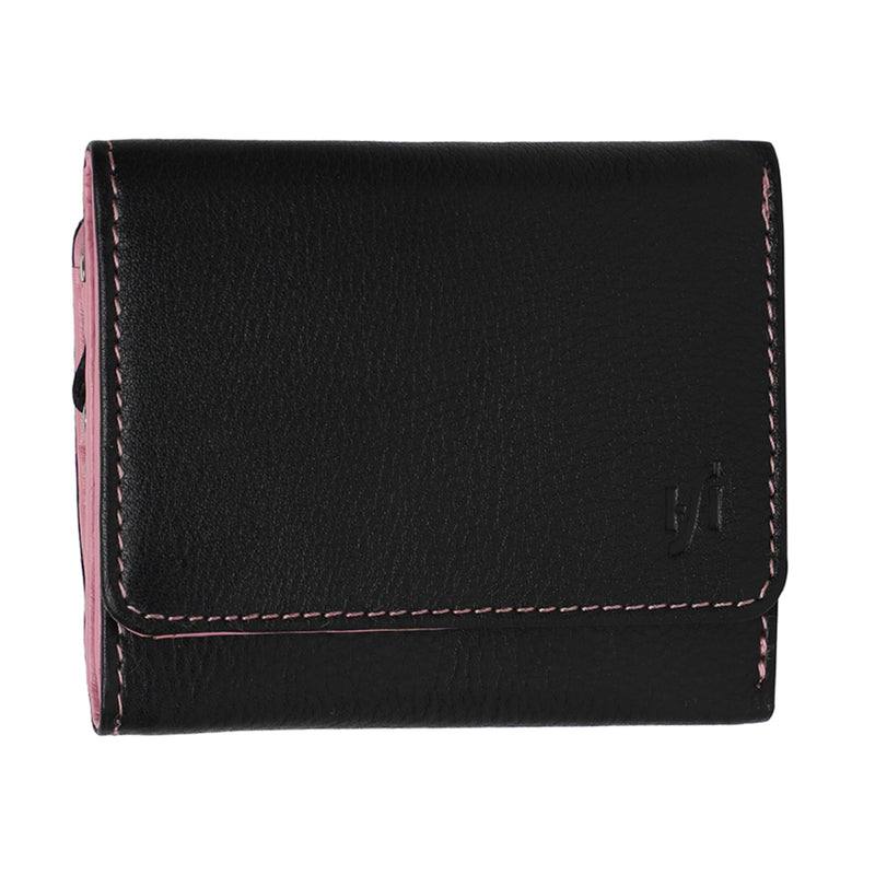 STARHIDE Ladies RFID Blocking Compact Genuine Leather Small Wallet With External Zip Around Coin Pocket 5555