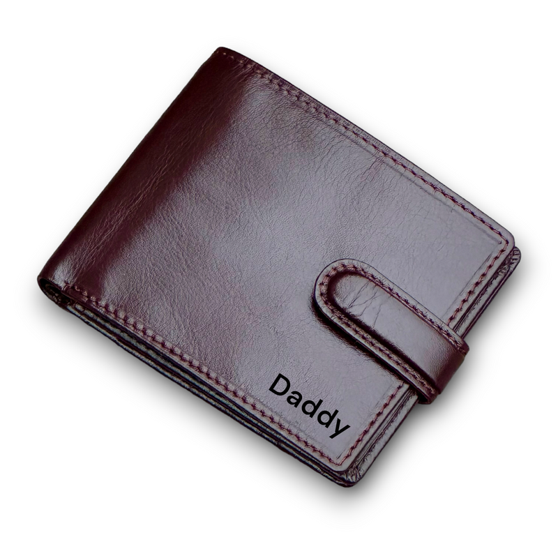 Personalised Engraved RFID SAFE Lleather Bifold Wallet Gift for Husband, Dad, Granddad, Son Boy Friend 4006 Brown