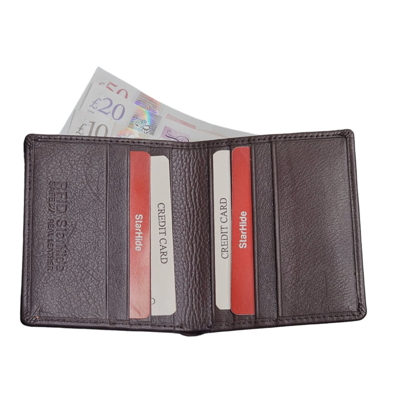 STARHIDE Menâ€™s Soft Two Fold Real Leather Small Wallet with A Banknote Compartment 205