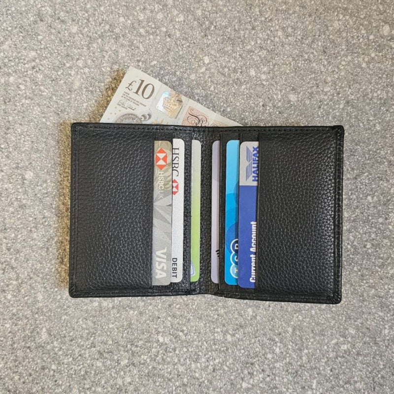 Engraved Personalized Leather Wallet Men Women Soft Genuine Leather Credit Card Holder Wallet with  Banknote Compartment Black