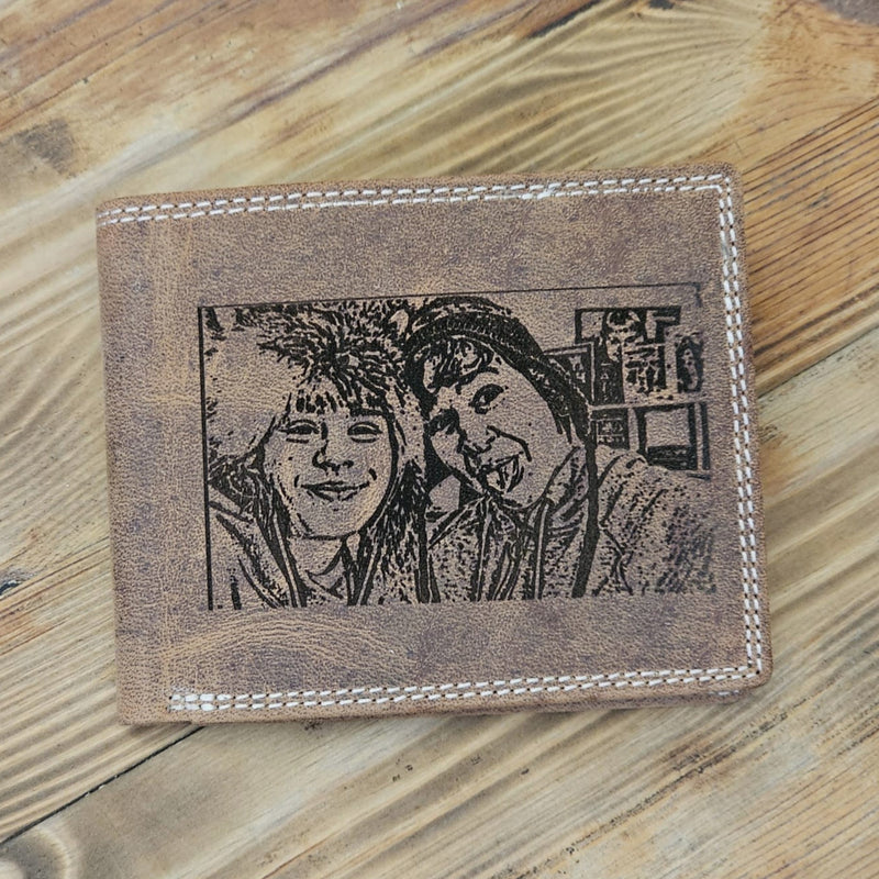 Personalised Custom Photo Engraved Wallet For Men, RFID Blocking Real Distressed Hunter Leather Purse, Coin Pocket Wallet, Best Gift Men