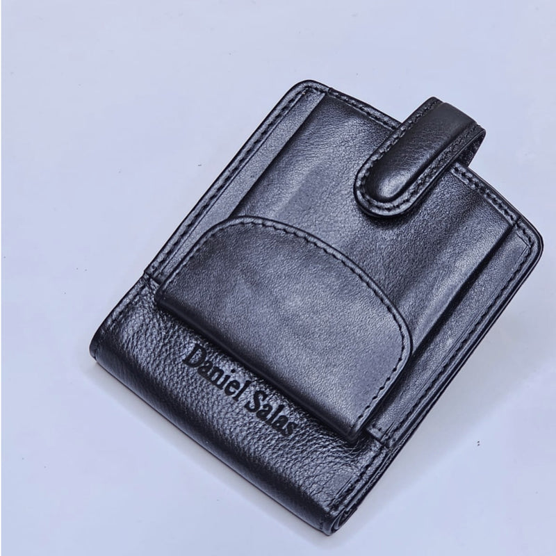 Personalized Custom Engraved Men's Small RFID  Wallet Compact Genuine Leather Wallet With External Coin Pouch Purse