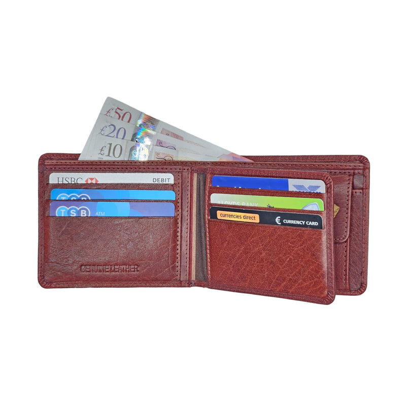 Personalised Custom Engraved Woodbridge London Designer Mens Leather Trifold Coin Pocket Wallet Multi Card Slots Id Holder