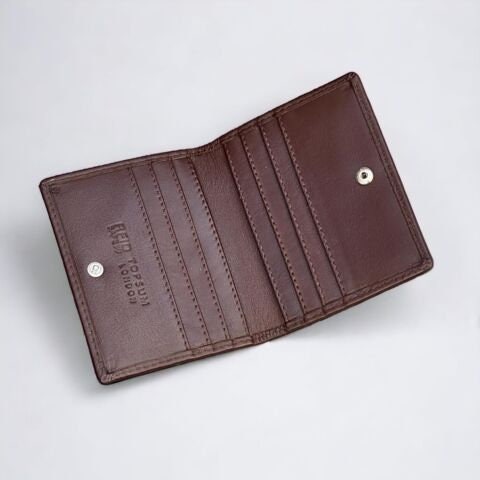 Personalised RFID Blocking Ultra Slim Leather Wallet Mini Card Case 4022 Brown