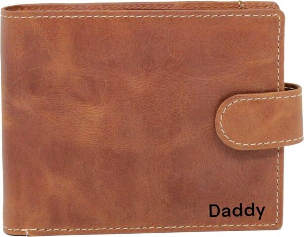 Personalised Engraved Wallet RFID Blocking Distressed Crunch Leather Customized Engraved Wallet 4021 Tan