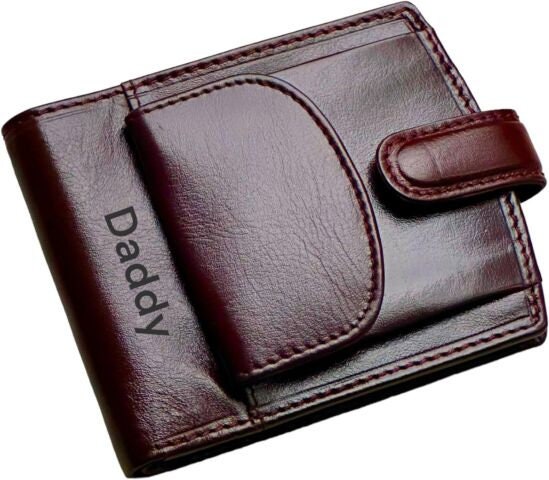 Personalized Custom Engraved Men's Small RFID  Wallet Compact Genuine Leather Wallet With External Coin Pouch Purse