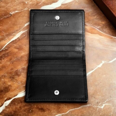 Personalised RFID Blocking Ultra Slim Leather Wallet Customized Engraved Mini Card Case 4022 Black