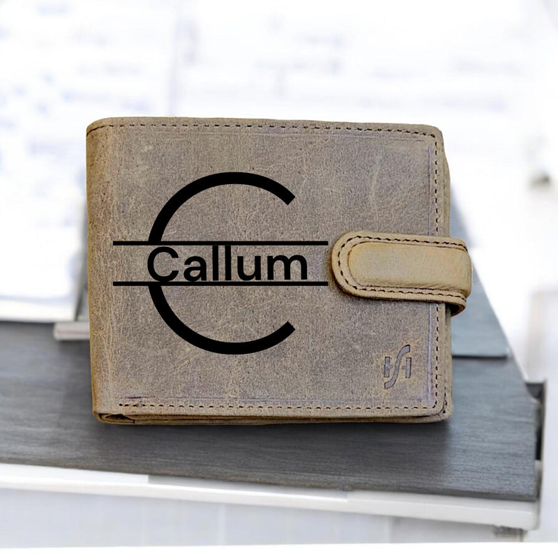 Personalised Wallet, Men's Wallet Custom Engraved Wallet Brown Leather Wallet Boyfriend Gift for Him Men Dad Husband 1212 BRN Christmas Gift