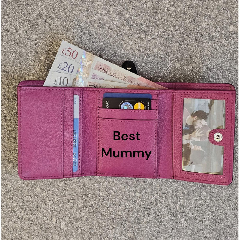 Personalised Ladies Wallet, Women RFID Blocking Small Purse, Lightweight Soft Genuine Leather Card & Coin Holder Purse, Best Gift for Her