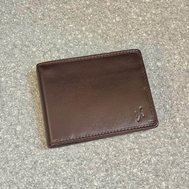 Personalised Wallet Men's Slim Thin Strong Money Clip Cardholder Genuine Leather Minimalist Wallet with Coin Pouch Pocket Gift Boxed 820 Brown