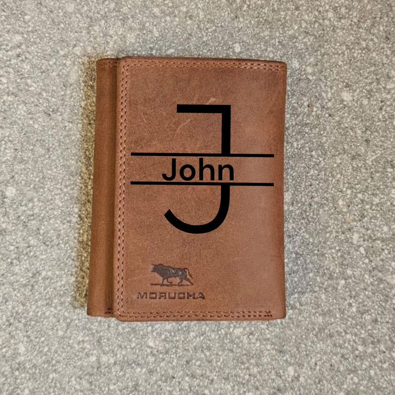 Personalised Engraved Men's Wallet, Genuine Cowhide Leather Wallet, Personalized Gift for Him, Boyfriend, Husband, Granddad, Birthday Gift