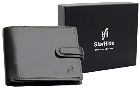 STARHIDE Gents RFID Blocking Smooth Genuine VT Leather Wallet with Coin Pocket and Id Window 1212