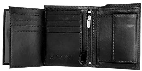 RAS WALLETS Mens Card Security RFID Blocking Trifold Leather Wallet