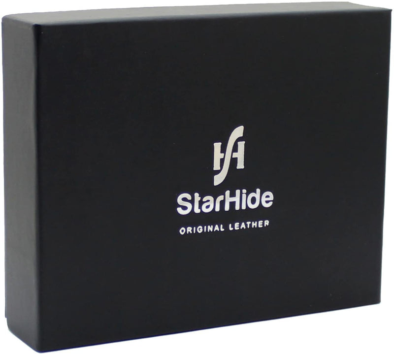 STARHIDE Mens RFID Blocking Small Bifold Leather Wallet for Cards Cash and Coins 1050 Black Grey