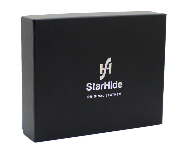 STARHIDE Mens Genuine Leather Slim Bifold Money Clip Cardholder Wallet 820