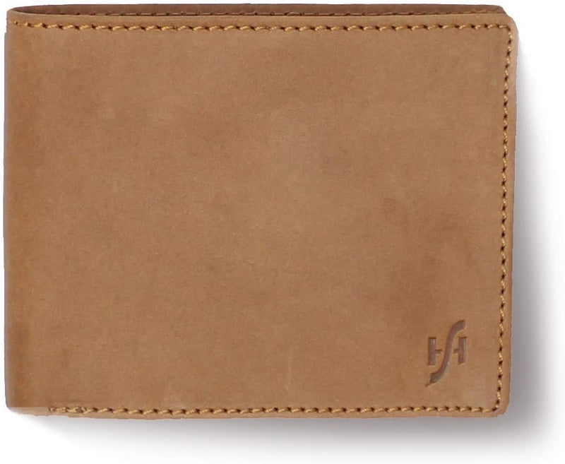 STARHIDE Mens Genuine Distressed Hunter Leather RFID Blocking Wallet 1140 Brown